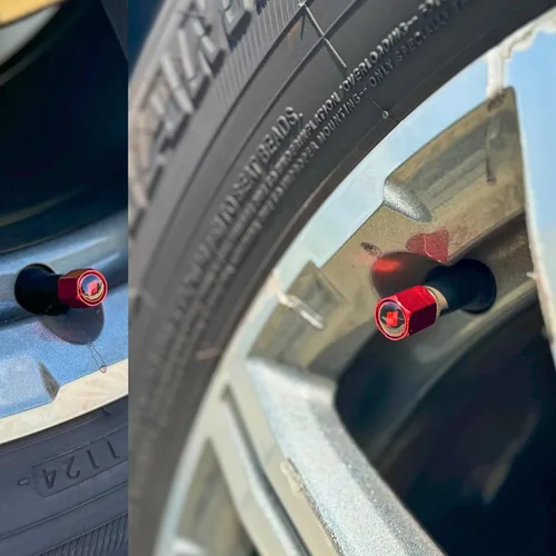 Vista 3 de TACTILIAN Tapones de vástago de válvula de neumático rojos para válvula de neumático Dodge, paquete de 4 Tapones de válvula de neumático