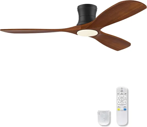 Vista 10 de Livory - Ventiladores de techo empotrados inteligentes de 52" de madera con luces y control remoto, motor CC silencioso, ventilador de techo ultra
