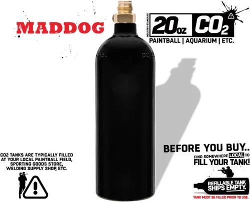 Vista 7 de Maddog 20 Oz Refillable Aluminum CO2 Paintball Tank - Aquarium Bottle - Ships Empty