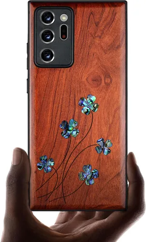 Vista 7 de Carveit Funda de madera de diseñador para Samsung Galaxy Note20 Ultra (grabado de madera e incrustaciones de carcasa) compatible con cargadores