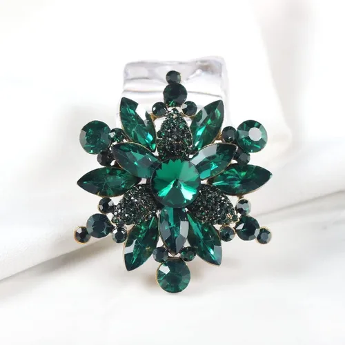 Vista 4 de YOQUCOL Broche con forma de flor de diamantes de imitación de cristal austriaco vintage para mujer