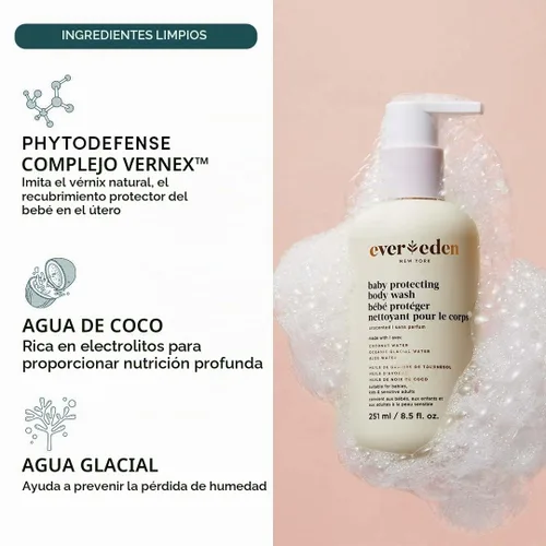 Vista 3 de Evereden - Gel de baño y champú sin perfume para bebé, 2 en 1, probado por dermatólogos