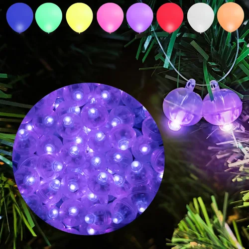 Vista 16 de Aogist - 50 mini luces de 10 colores, luz LED impermeable de largo tiempo de espera, funciona con pilas, lámpara de bola para globo, farol de papel
