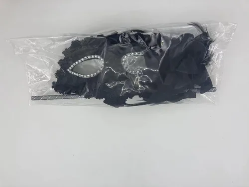 Vista 5 de AZYOUNG Máscaras de mascarada para mujer, con plumas, laterales, pétalos, flores, pétalos, máscara de encaje de mano con palo