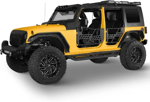 Vista 2 de Hooke Road para puertas de trail offroad de tubo de acero Jeep JK Compatible con Jeep Wrangler JK Unlimited 4 puertas Sahara Rubicon Sport 2007-2018