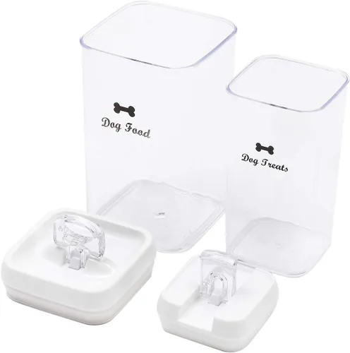 Vista 2 de Pethiy Contenedor de almacenamiento de alimentos para perros y mascotas, plástico transparente, recipiente de almacenamiento hermético, tarros