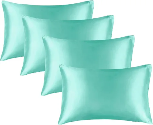 Vista 97 de BEDELITE Funda de almohada de satén para cabello y piel, súper suave y refrescante similar a las fundas de almohada de seda, paquete de 2 con cierre
