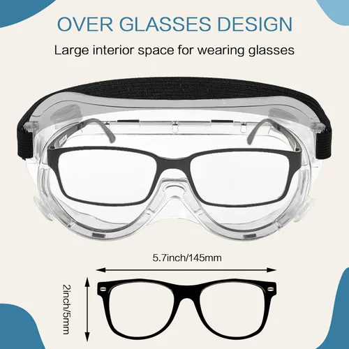 Vista 4 de Macarrie 50 gafas de seguridad antivaho a granel anti arañazos gafas de laboratorio para hombres mujeres enfermeras química médica trabajo