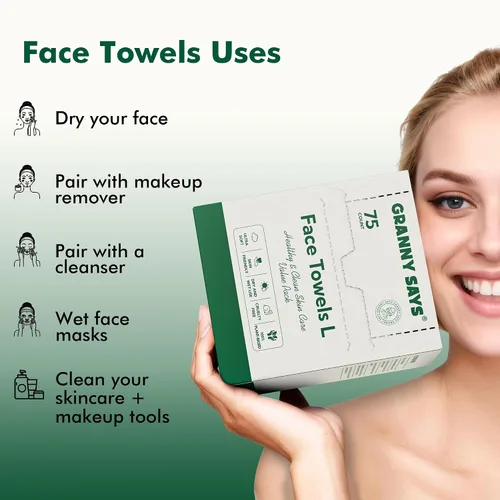 Vista 2 de GRANNY SAYS Toalla facial desechable, 300 unidades/4 cajas, toallas faciales de base biológica de 10 x 8 pulgadas, toallas faciales desechables