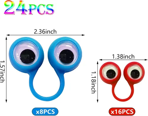 Vista 3 de Marionetas de dedo de ojo Googly Eye Finger Puppets Wiggly Eyeball Finger Puppet Rings Eye Finger Toy Party Favor 8 colores con dos tamaños