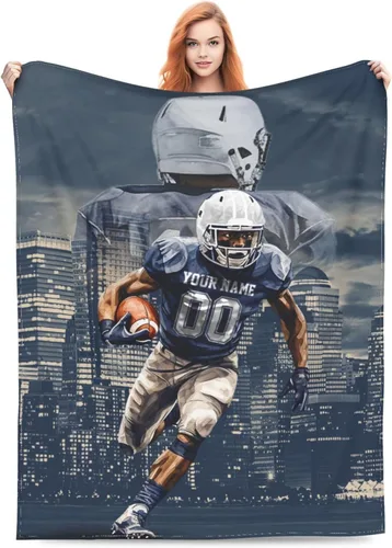 Vista 15 de Dallas - Manta personalizada con estilo de fútbol, con cualquier nombre y número, manta ligera y cálida para viajes, regalos para hombres, mujeres