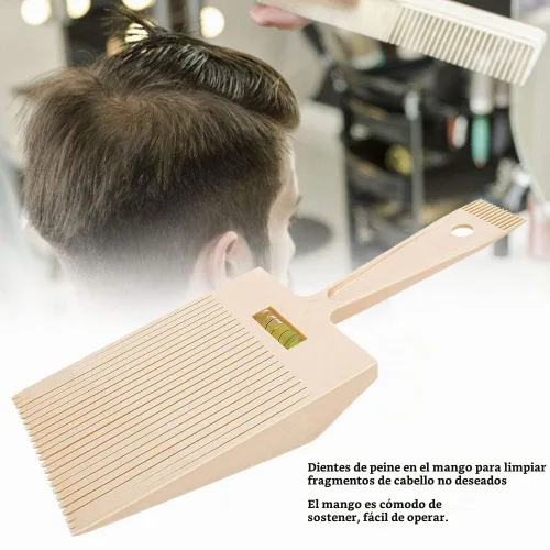 Vista 4 de Peine superior plano, peine plano de doble extremo, herramienta de peluquería con líquido de explosión de nivel, nivel de corte de pelo profesional