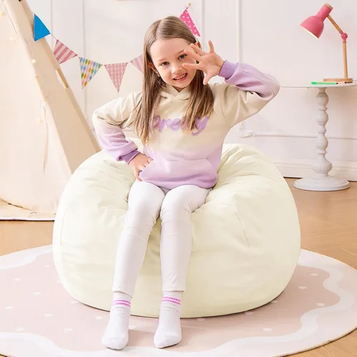 Vista 19 de Puf para niños – Silla redonda de espuma viscoelástica de 2.5 pies – Sofá puff para niños y adolescentes con funda de microfibra suave – Sofá