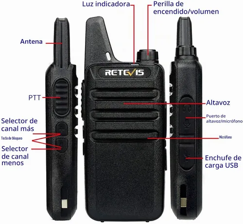 Vista 7 de Retevis Walkie Talkies RT22 de largo alcance recargable con auricular