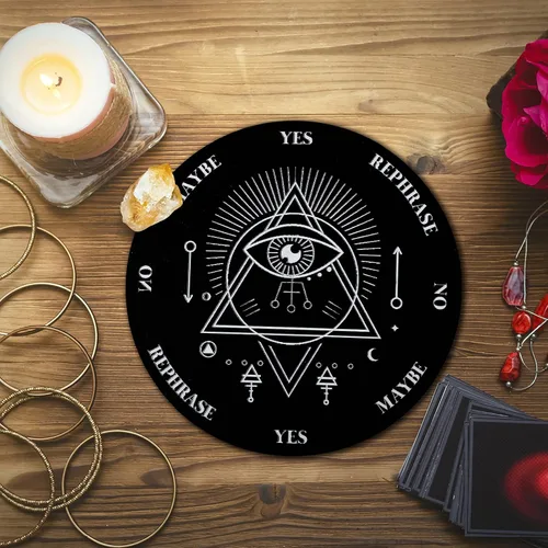 Vista 7 de Jetec Juego de tablero de péndulo de madera para radiestesia, mensaje metafísico con collar de péndulo de divinidad de cristal para suministros