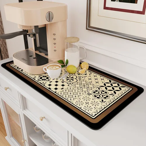 Vista 24 de AMOAMI Tapete de café absorbente con parte trasera de goma para secar platos para encimera de cocina, accesorios de bar para debajo de la cafetera