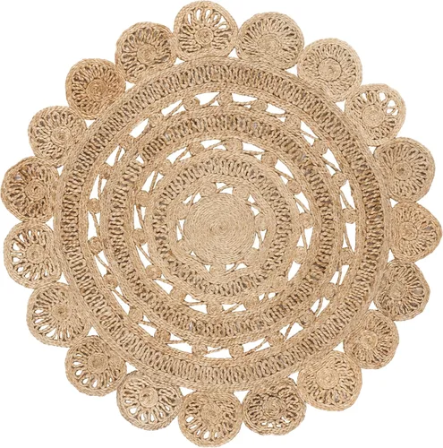 Vista 2 de SAFAVIEH Natural Fiber Collection - Alfombra redonda de 4 pies, natural, hecha a mano con encanto bohemio de yute trenzado, ideal para zonas de alto