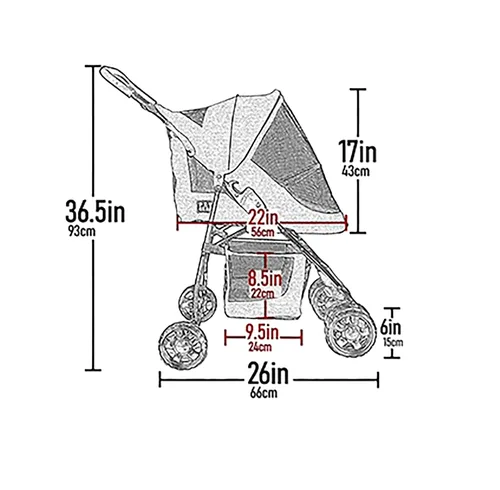 Vista 5 de Pet Gear Carrito para mascotas Happy Trails Lite sin cremallera, gris Gris clásico con cremallera