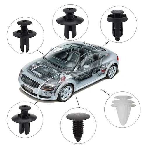 Vista 5 de 100 remaches de parachoques de plástico de 16 tamaños más populares, sujetadores de nailon para panel de puerta de automóvil, kit de clips
