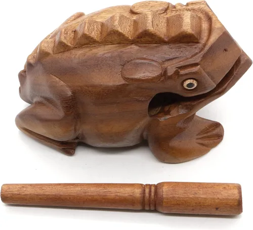 Vista 9 de BSIRI Rana de madera Rasp Instrumentos musicales de África Frog Rasp Super Guiro (6 pulgadas)