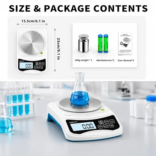 Vista 4 de MEIYA Báscula digital de laboratorio, 35.27 oz por 0.00 oz de precisión de escala, báscula electrónica multifunción de alta precisión