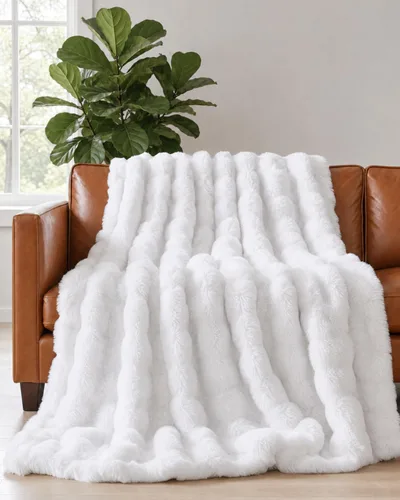 Vista 50 de Manta de piel sintética, manta de burbujas para niños, 43 x 55 pulgadas 01-Blanco