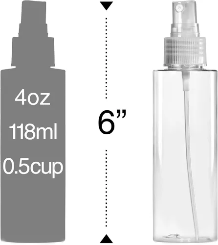 Vista 7 de VViViD Botellas vacías de plástico transparente sin BPA de 4 onzas con tapa giratoria, tapa de pulverización de niebla y tapa de boquilla abatible