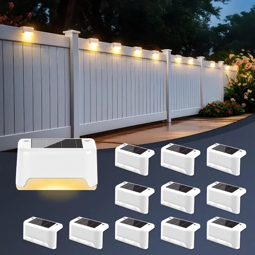 Vista 10 de SOLPEX - Luces solares para cubierta al aire libre, impermeables, paquete de 12 unidades, luces LED para escalones, terraza, vallas, patios