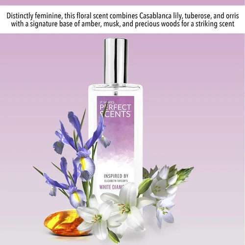 Vista 5 de Fragancias Perfect Scents, inspiradas en el White Dia.mond de Eliz.abeth Tay.lor Eau de Toilette para mujer, limpio, vegano, sin parabenos, sin