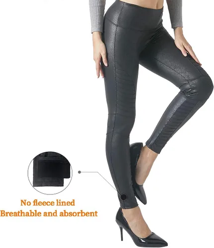 Vista 4 de MCEDAR Leggings de piel sintética de alta elasticidad para mujer