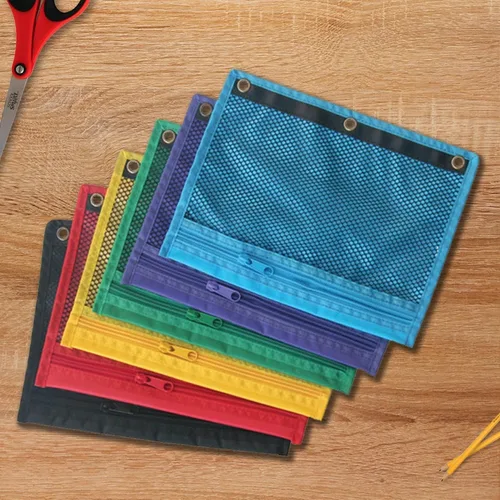 Vista 6 de School Smart Bolsas de malla con cremallera, 10 x 7-1/2 pulgadas, colores surtidos, paquete de 12