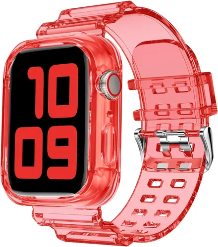 Vista 52 de DABAOZA - Correa transparente compatible con Apple Watch de 1.772 in y 1.732 in, con purpurina transparente Women Men,Glitter Bling TPU