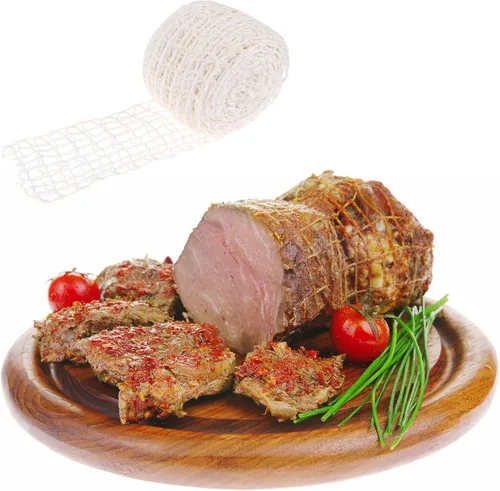 Vista 7 de Rollo de red de carne de 16.4 ft, tamaño 18, carne ahumada elástica de aves de corral, malla de jamón para carne de carnicero, rollo de red