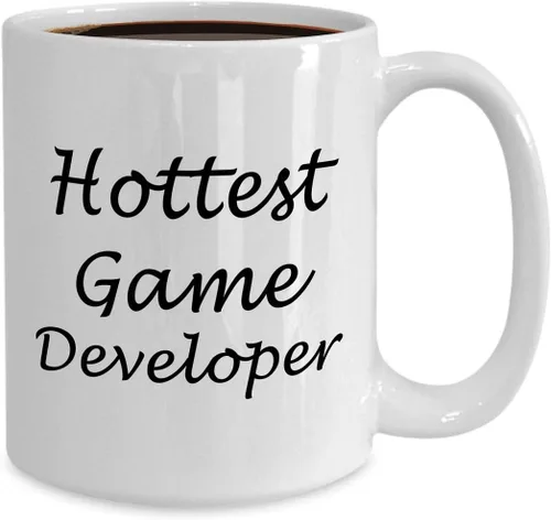 Vista 2 de Funny Gifts for Hottest Game Developer Designer Mug Coffee Cup Tea Large 15oz Ceramic White - Video Gaming Design Dev Team Development Cute Gag Idea