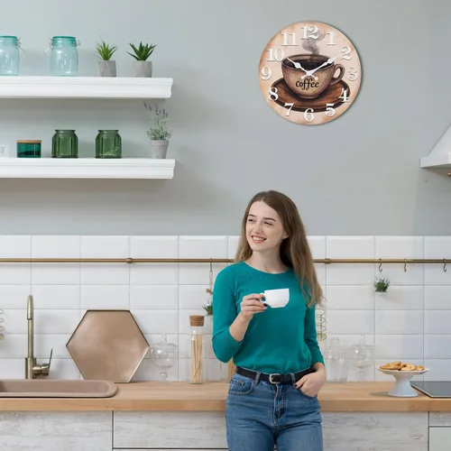 Vista 8 de Reloj de pared de cocina de 12 pulgadas, reloj de cristal moderno con tema