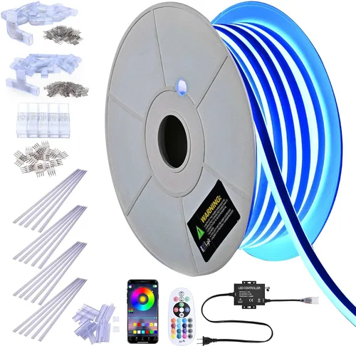 Vista 13 de DELight AC 110-120V impermeable IP65 camión de comida RGB 10 pies extensión de luces de neón con control remoto y aplicación sincronización