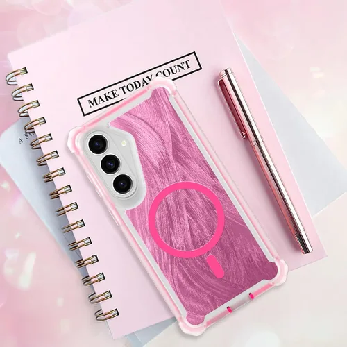 Vista 643 de Bonoma - Funda compatible con Samsung Galaxy S21 Plus, diseño de corazón con purpurina, color rosa Support for MagSafe, Plating Magnetic Case TPU