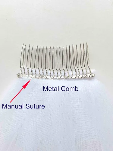 Vista 6 de AMAJIERUIZE Velo de novia corto de 2 niveles para mujer con peine de metal
