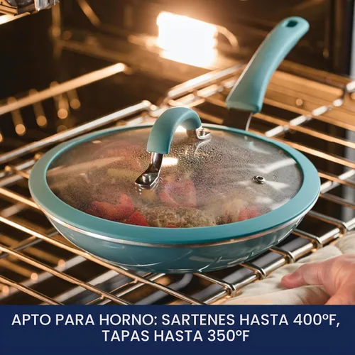 Vista 10 de Rachael Ray Cook + Create - Juego de utensilios de cocina antiadherentes de aluminio, 10 piezas, azul agave