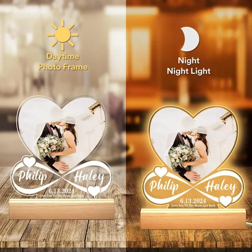 Vista 5 de Canción acrílica personalizada con foto, regalo personalizado para novio, novia, cubierta de álbum acrílico, placa de música transparente