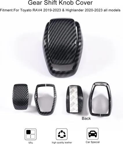 Vista 5 de Para Totoya RAV4 2019-2025 - Cubierta de la perilla de la palanca de cambios, fibra de carbono interior de grano de fibra de carbono protector