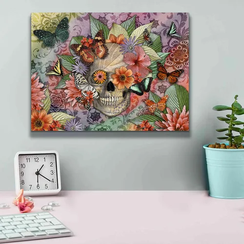 Vista 4 de Epic Graffiti 'Butterfly Botaniskull' de Fusion Idol Arts, arte de pared en lienzo, 16 x 12 pulgadas