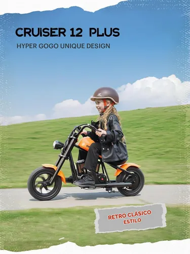 Vista 5 de HYPER GOGO Cruiser 12 Plus - Motocicleta para niños (naranja oscuro)