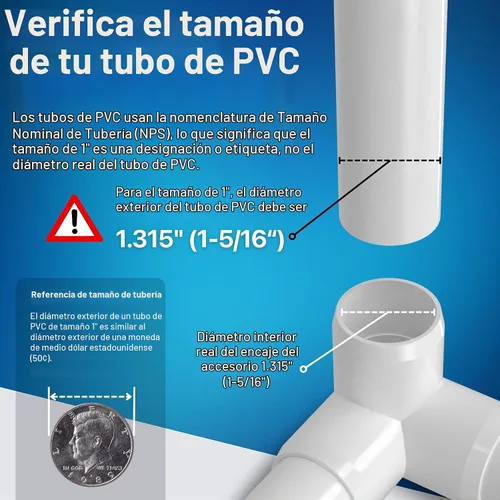 Vista 5 de FORMUFIT F0013WE-WH-4 empalme en codo de PVC, de 3 vías, de calidad para muebles, tamaño de 1 pulgada, blanco (paquete de 4)
