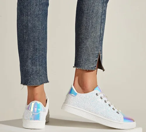 Vista 7 de LUCKY STEP - Tenis de moda para mujer, con brillantina y cordones