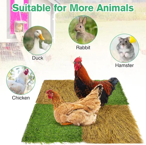 Vista 6 de Hamiledyi 6 almohadillas para anidar pollo, alfombra de césped artificial, alfombra de césped sintético de 12 x 12 pulgadas, lavable, ropa de cama