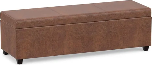 Vista 18 de SIMPLIHOME Avalon 48" Wide Fabric Storage Ottoman in Alabaster Ivory