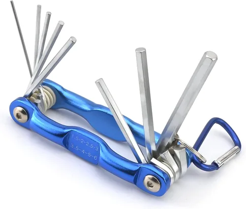Vista 10 de Utoolmart Juego de llaves hexagonales, juego de llaves Allen 8 en 1, herramienta de reparación de llaves combinadas plegables para tornillo