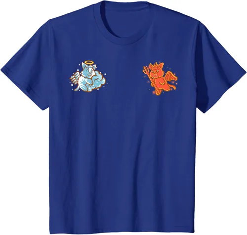 Vista 41 de Camiseta de gato ángel y diablo sentado en tu hombro Nerd Kitten, Negro