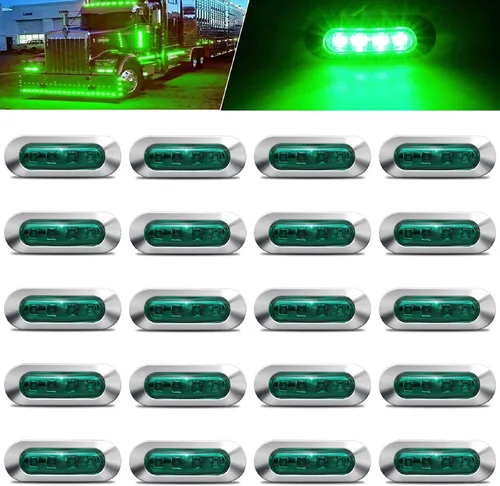 Vista 10 de 20 piezas de luces LED azules 12-24V para remolque, luces indicadoras laterales, luces de despeje delanteras y traseras con bisel cromado